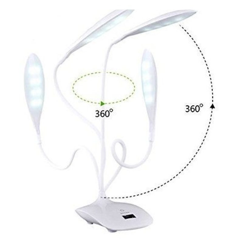 Lampada LED da tavolo luce calda o fredda con stelo snodabile interruttore touch con mini orologio ricaricabile tramite USB
