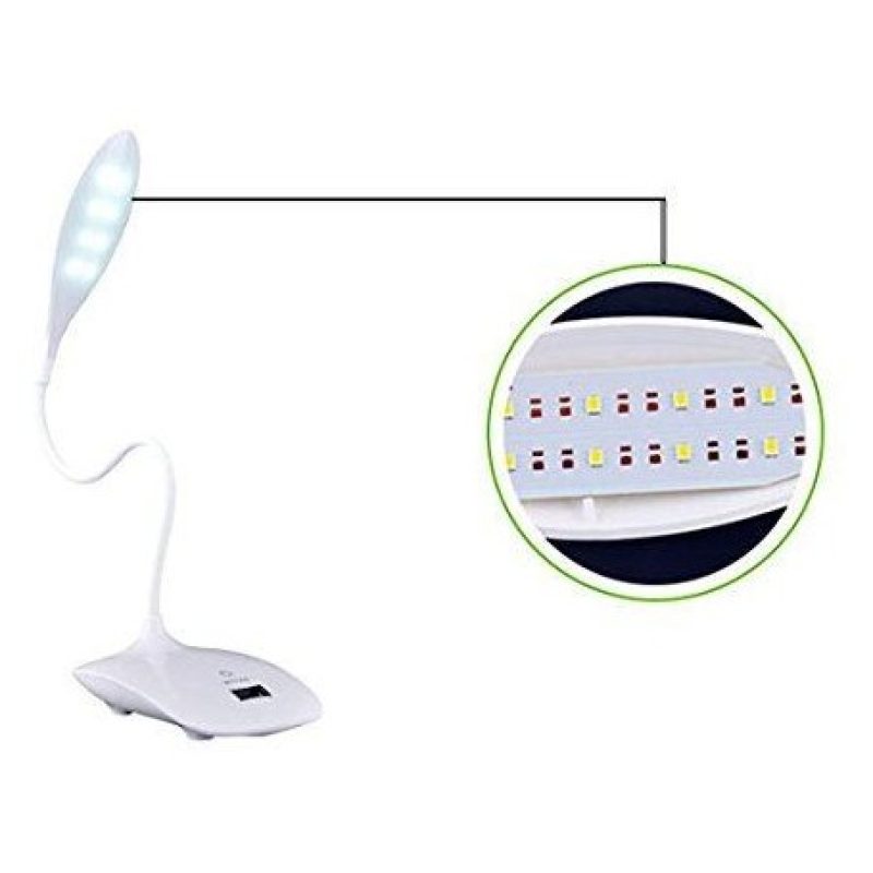Lampada LED da tavolo luce calda o fredda con stelo snodabile interruttore touch con mini orologio ricaricabile tramite USB