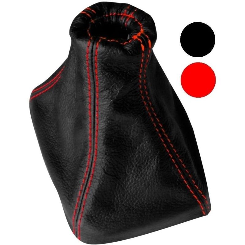 Iron Cuffia in pelle per freno a mano auto nera cuciture rosse micr...
