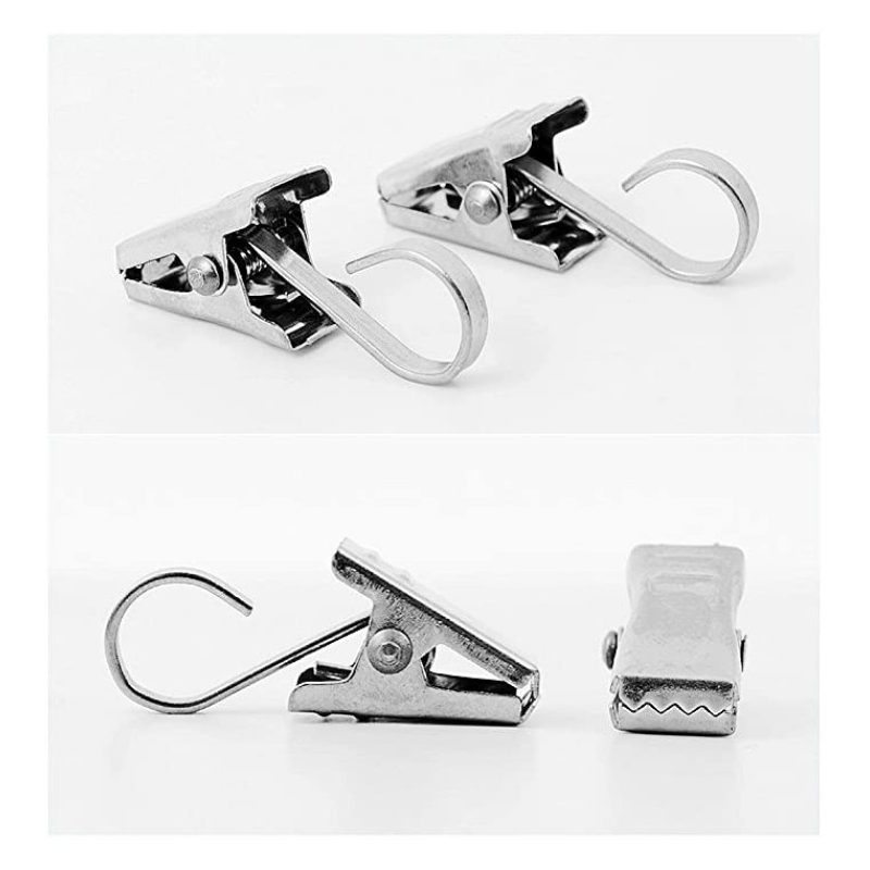 DOBO Gancio per tende con clip confezione da 24 in acciaio inox mol...