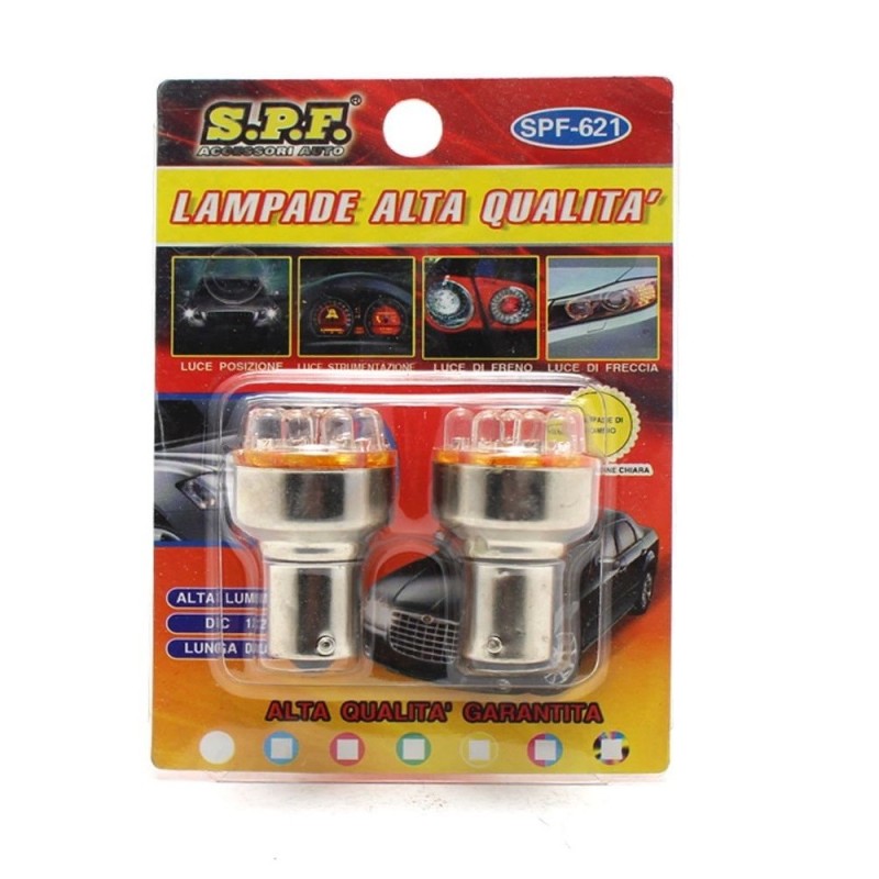 LAMPADE 8 LED LUCE BIANCA LAMPEGGIANTE BA15S FILAMENTO UNICO AUTO SPF