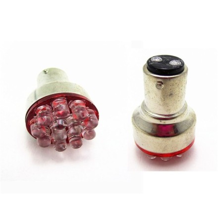 LAMPADE 12 LED LUCE ROSSA LAMPEGGIANTE BA15D FILAMENTO UNICO AUTO