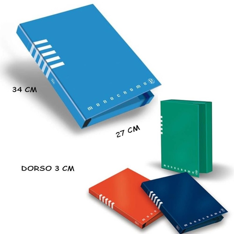 PORTAPROGETTI CON ELASTICO MONOCROMO DORSO 3 COLORI ASSORTITI 6PZ