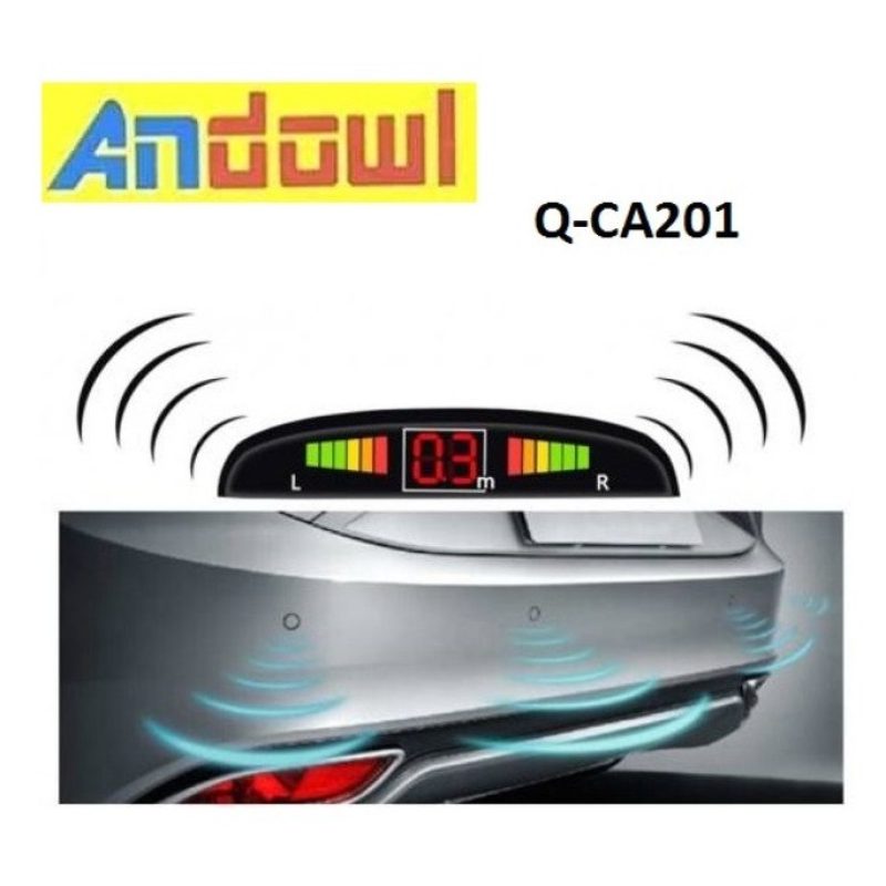 KIT 4 SENSORI DI PARCHEGGIO CON DISPLAY LED CON SUONO COLORE NERO f...