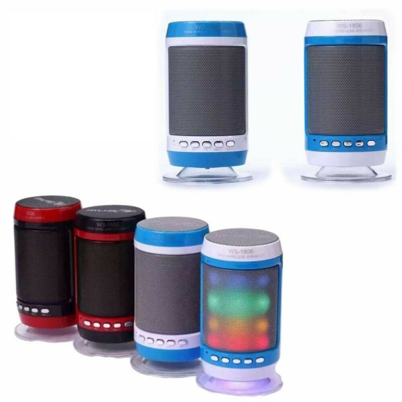 CASSA PORTATILE CON RADIO FM SD USB BLUETOOTH MP3 SMARTPHONE SPEAKER LED WS1806