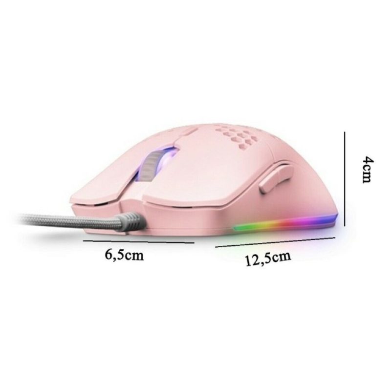 DRIWEI Mouse rosa gioco cablato ambidestro GAMING RGB illuminato LE...