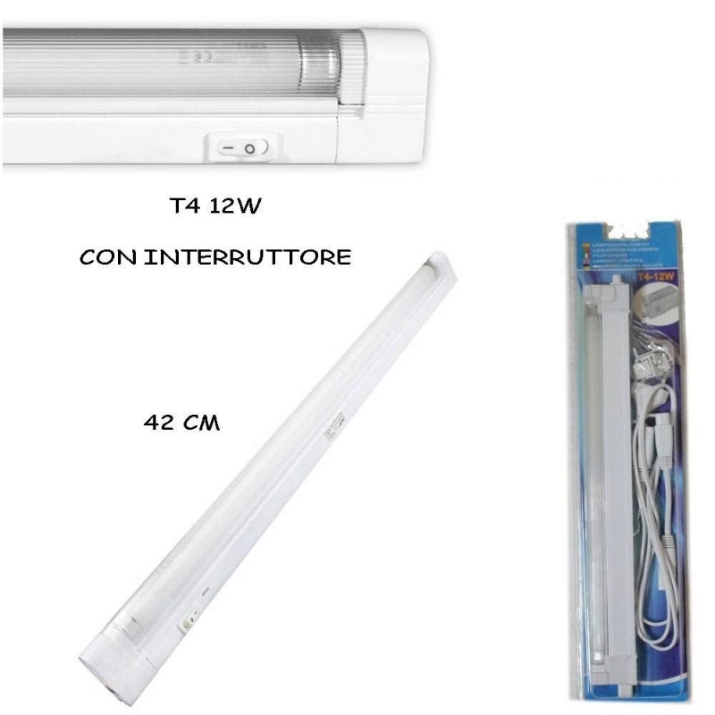 LUCE TUBO ILLUMINAZIONE NEON T4 8W CON INTERRUTTORE ON OFF CASA GIARDINO UFFICIO