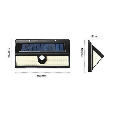 Faretto solare esterno 190 LED SMD luce di emergenza sensore di movimento 