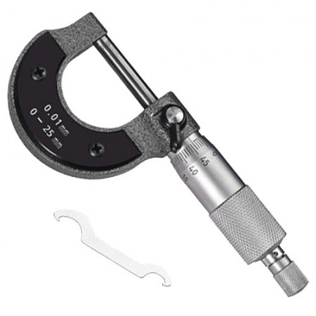 Micrometro Meccanico 0-25mm Calibro Esterno Metrico Graduazione 0.01mm Alta Precisione per Misurazione Esterna