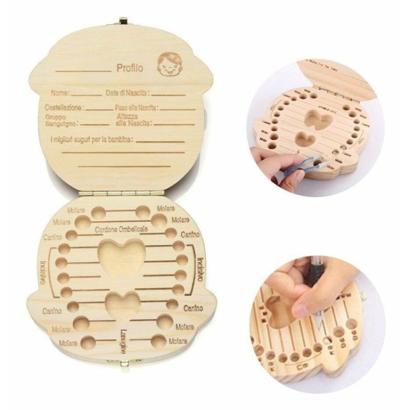 DOBO Box in legno porta dentini da latte per maschietto e femminucc...