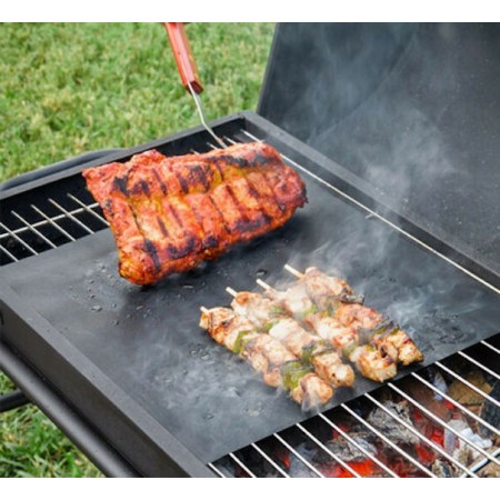 5 x tappetino barbecue BBQ forno antiaderente riutilizzabile lavabile tappeto grill