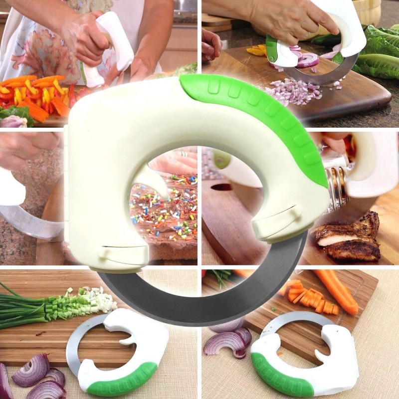 Lama in Acciaio Ruota Coltello Circolare Chef Tondo Rotondo Pizza Frutta Verdure