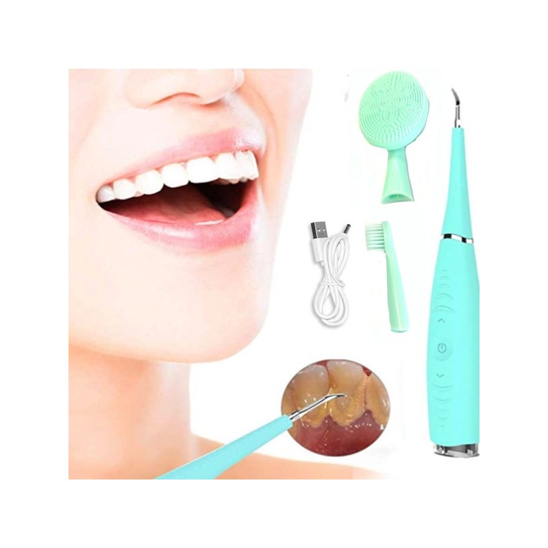 Pulitore sbiancante elettrico denti tartaro placca vibrante lingua spazzolino