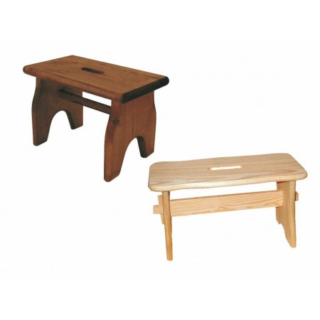 Sgabello in legno massello abete colore naturale o noce H 20.8cm made in Italy