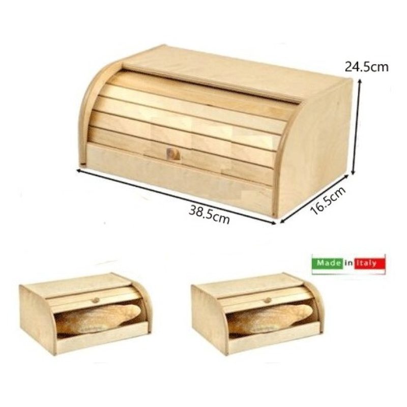 Hongu Portapane in Legno Con Serrandina Colore Chiaro 16.5x38.5x24....