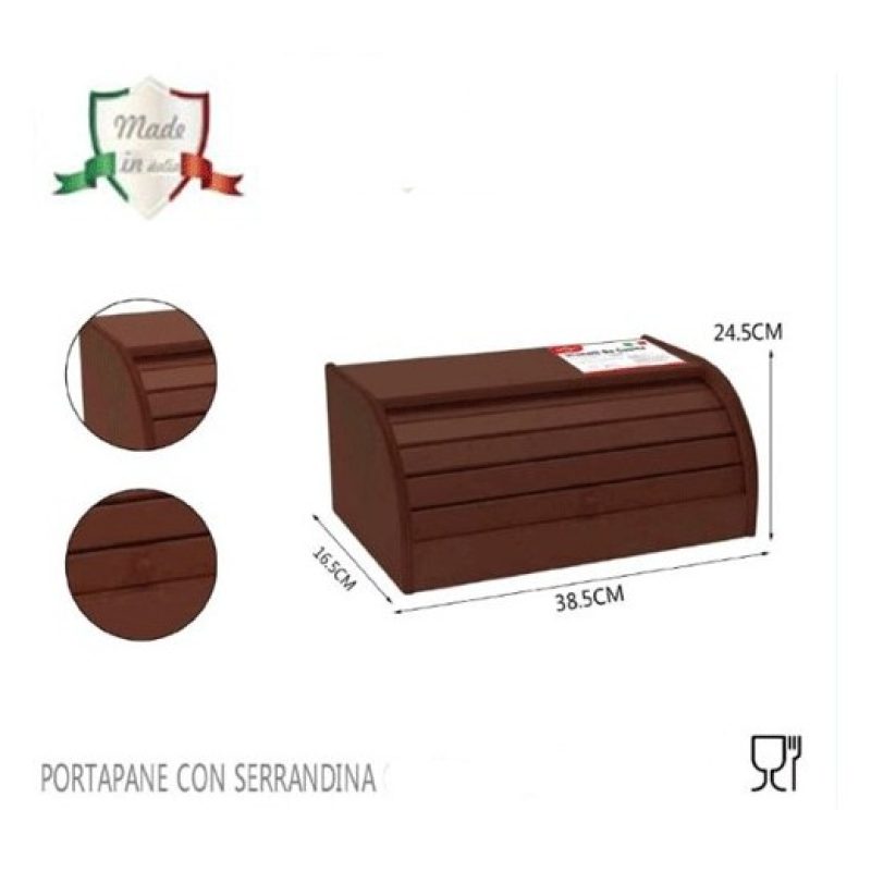 Hongu Portapane in Legno Con Serrandina Colore scuro 16.5x38.5x24.5...