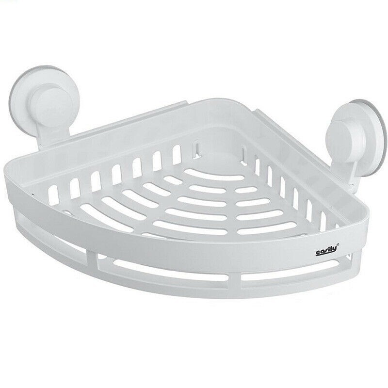 Mensola da bagno doccia angolare in plastica con ventose cestino portaoggetti 252x252mm