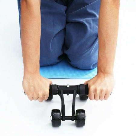 Attrezzo per Addominali 4 Ruote Palestra con Tappetino Fitness Esercizi Ruota