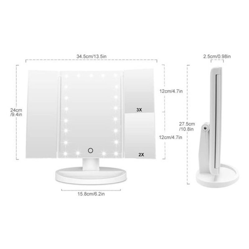 DOBO Specchio Trucco Cura della Pelle ante 22 LED 360° 1x 2x 3x int...