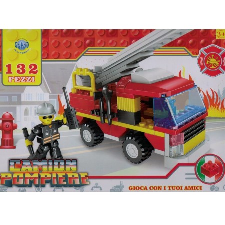 Costruzioni giocattolo per bambini camion dei pompieri con personaggio 132 PZ 3+
