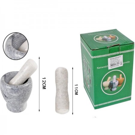 Mortaio battisale con Pestello Manuale 12x10 cm in granito pesto spezie erbe