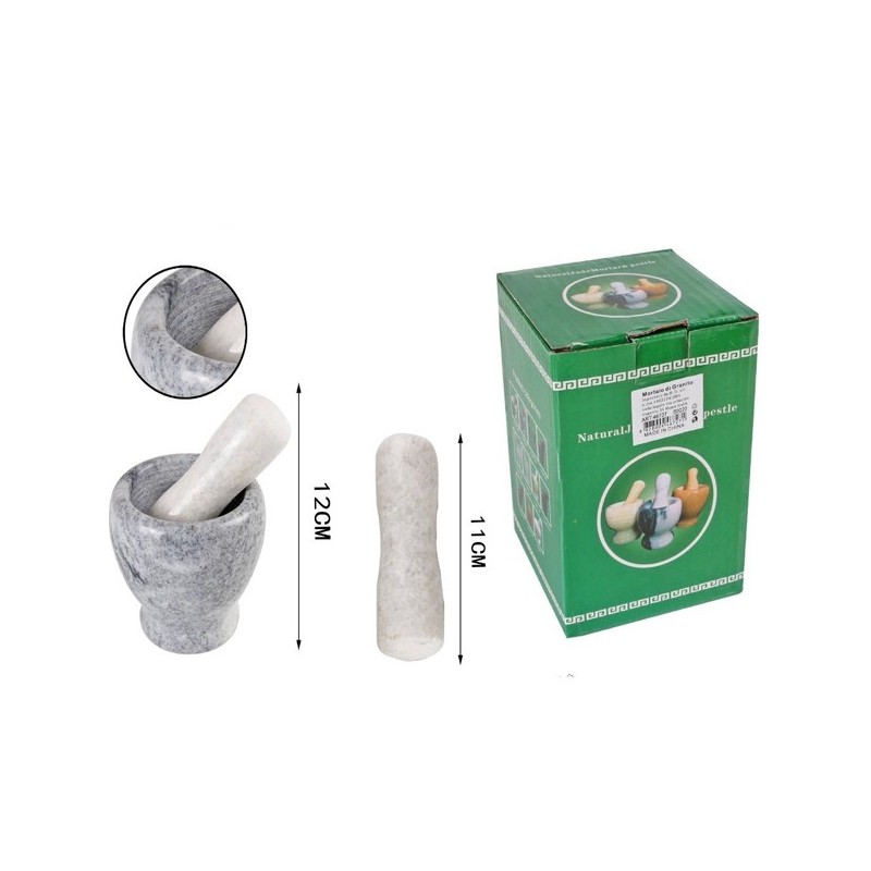 WeHome Mortaio battisale con Pestello Manuale 12x10 cm in granito p...