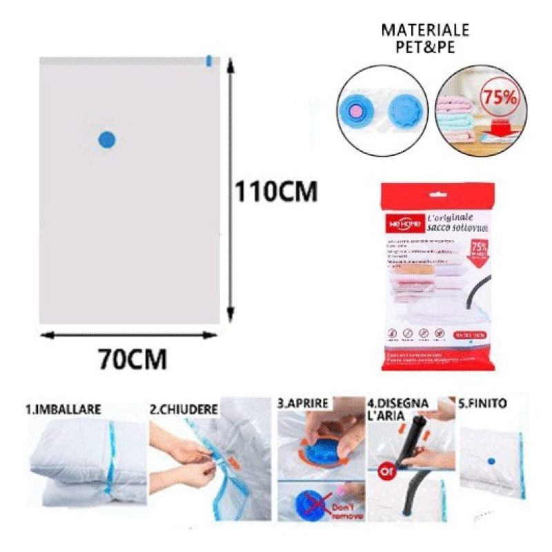 WeHome 6 sacchi sacchetti salvaspazio armadio sottovuoto 70x110 per...