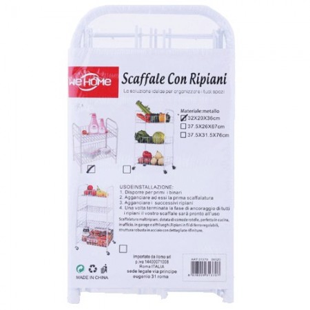 Scaffale ferro 32x20x36 cm 2 piani ripiani metallo mensola portaoggetti mobiletto cucina bagno