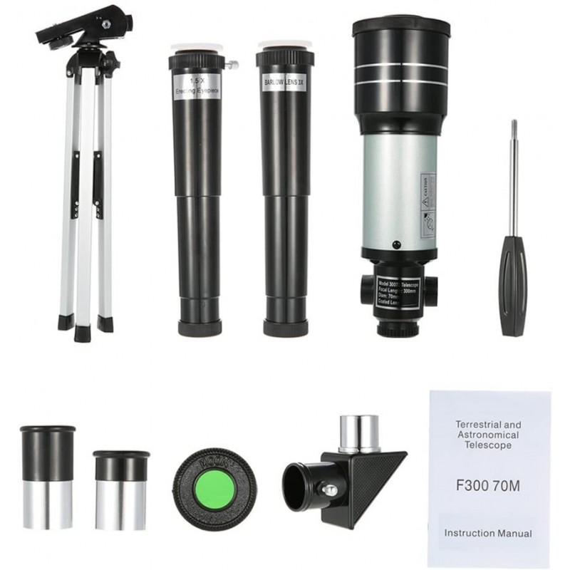Hongu F30070M Set telescopio riflettore astronomico con mirino trep...