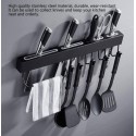 Porta coltelli da parete in acciaio portaoggetti cucina nero 40 cm 6 ganci