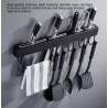 Hongu Porta coltelli da parete in acciaio portaoggetti cucina nero ...