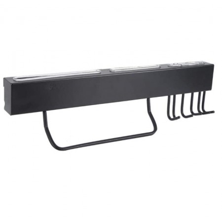 Porta coltelli da parete in acciaio portaoggetti cucina nero 40 cm 6 ganci