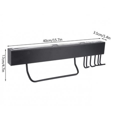 Porta coltelli da parete in acciaio portaoggetti cucina nero 40 cm 6 ganci