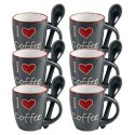 Set 6 tazzine 100 ml caffè con cucchiaino decoro cuore home tazze cucina tazzina