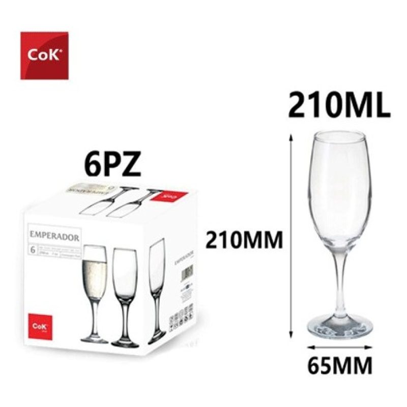 Hongu Set Cok Calice Flute Emperador 21 cl per Champagne 6 pz for c...