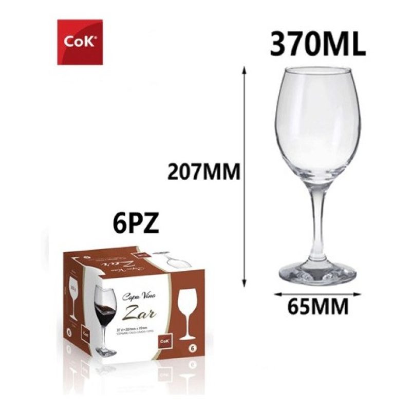 Hongu Set 6 bicchieri calici da vino rosso bianco acqua COK Zar gra...