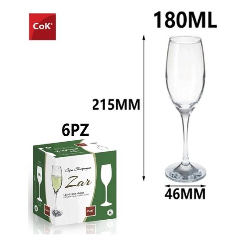 Hongu Set bicchieri calici da champagne COK Zar Flute 6 calici in v...
