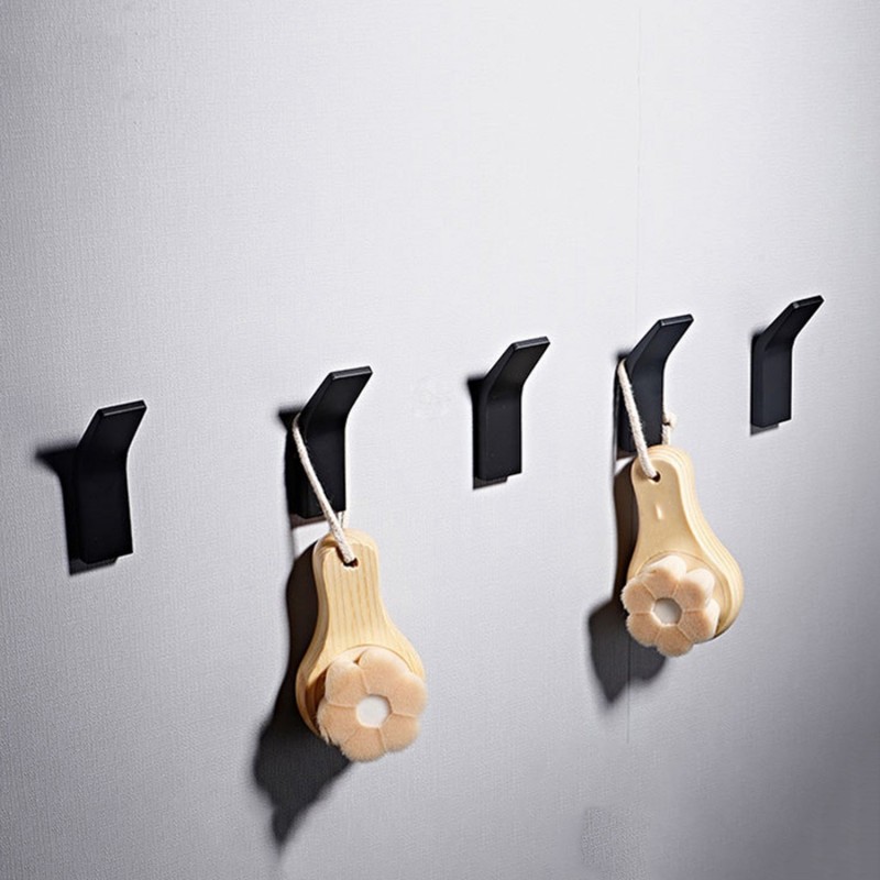 Hongu 6x Ganci porta abiti oggetti bagno cucina nero fissaggio pare...