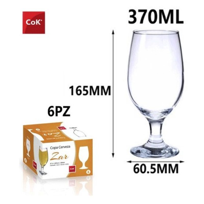 Set bicchieri calici da birra COK Zar cerveza 6 calici in vetro 37 ...