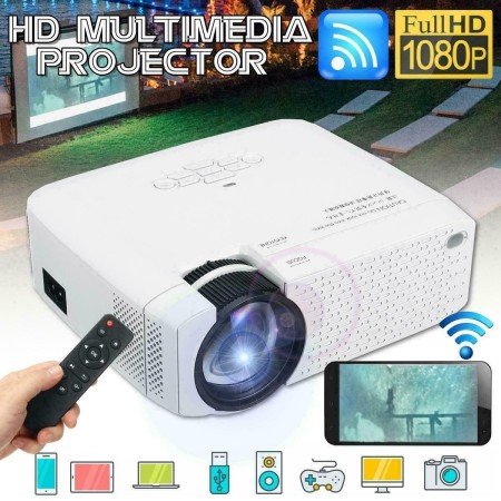 Proiettore LED Ultra HD WIFI 3D wireless D40W casa Cinema 1600LM Supporto Q-A16