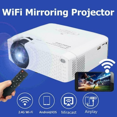 Proiettore LED Ultra HD WIFI 3D wireless D40W casa Cinema 1600LM Supporto Q-A16