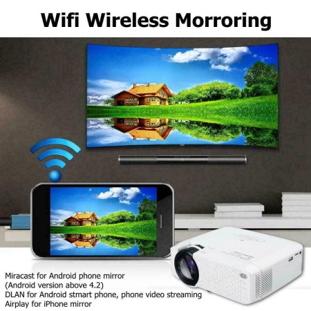 Proiettore LED Ultra HD WIFI 3D wireless D40W casa Cinema 1600LM Supporto Q-A16