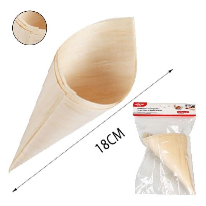 Hongu Eco coppette coni medi finger food legno di pino ciotole buff...