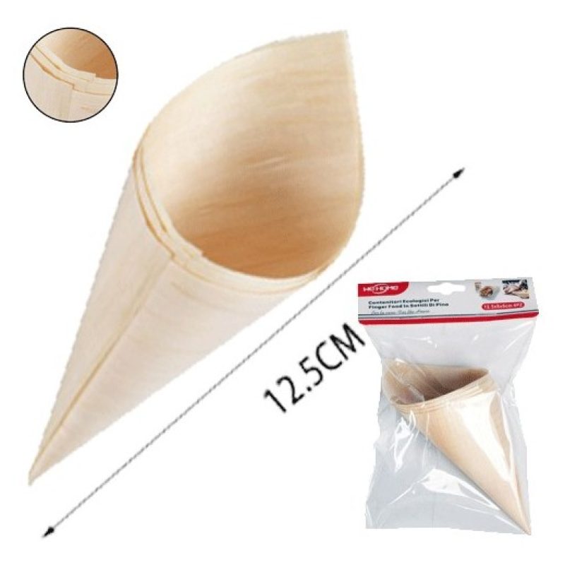 Hongu Eco coppette coni medi finger food legno di pino ciotole buff...