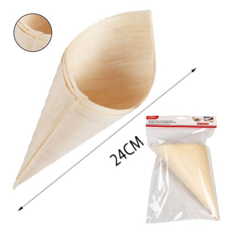 Hongu Eco coppette coni medi finger food legno di pino ciotole buff...