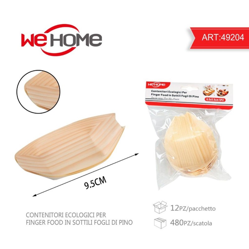 Eco coppette barchette medi finger food legno di pino ciotole buffet porta riso