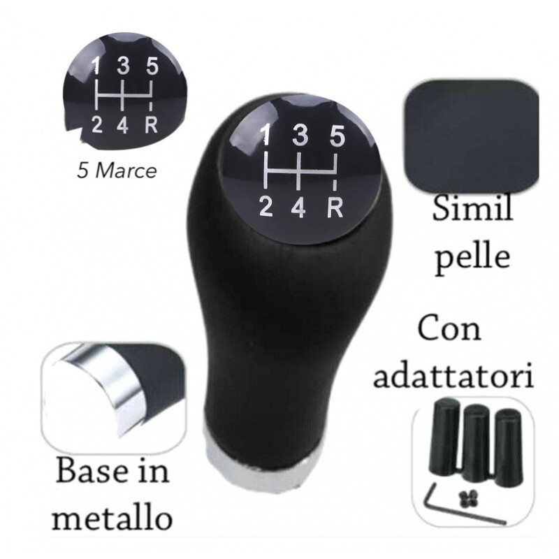 DOBO Pomello cambio universale con adattatori 5 marce base metallo