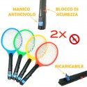 2x Racchetta ricaricabile elimina fulmina zanzare mosche insetti elettrica casa