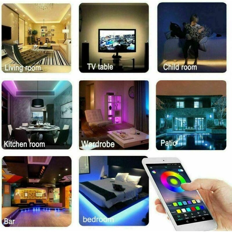 Hongu Striscia luci led RGB 5m app smart casa strip bobina tv luce ...