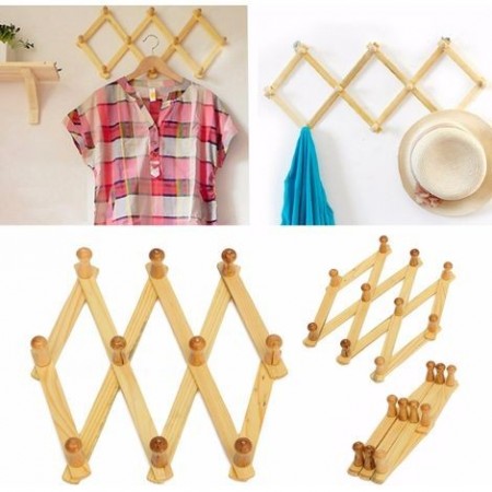 Appendiabiti appendi abiti da parete legno 10 posti estensibile fisarmonica